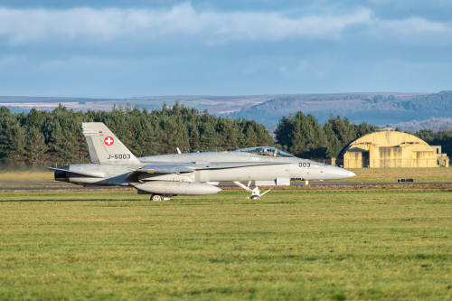 Swiss Air Force McDonnell Douglas F-18C Hornet J-5003 takies out at RAF Leeming as part of Ex. Yorknite 23.