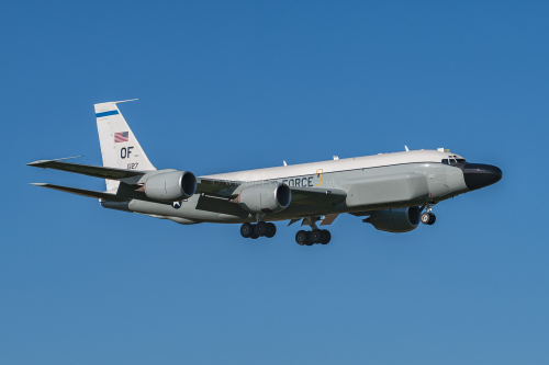 United States Air Force Boeing TC-135 Stratolifter 62-127 lands at RAF Waddington, UK